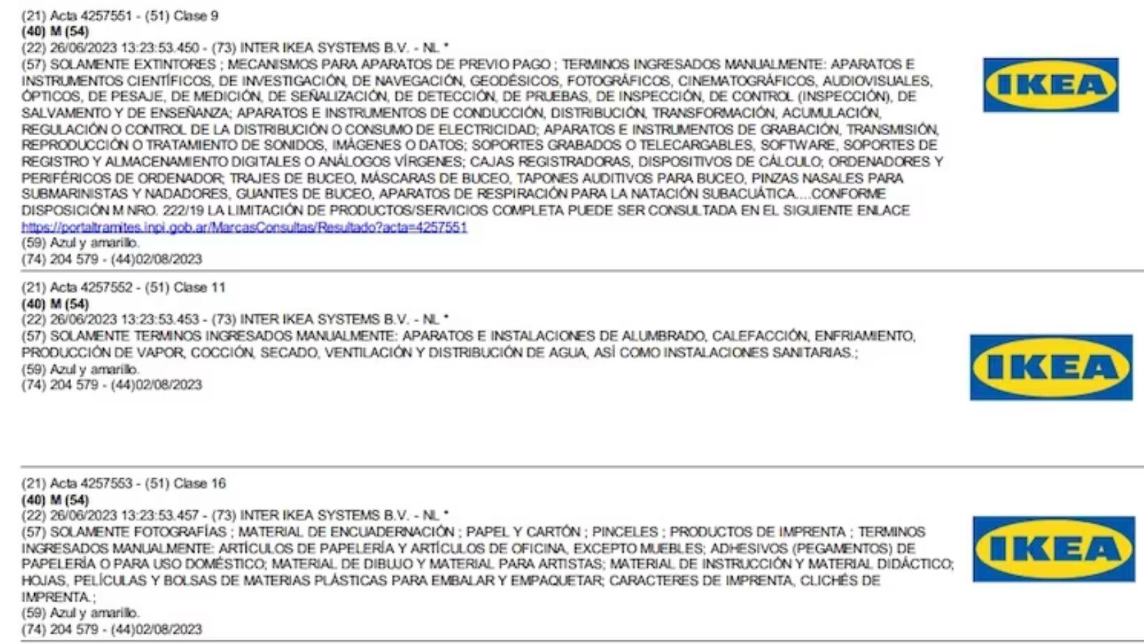 Alguno de los registros publicados en el Boletín Oficial