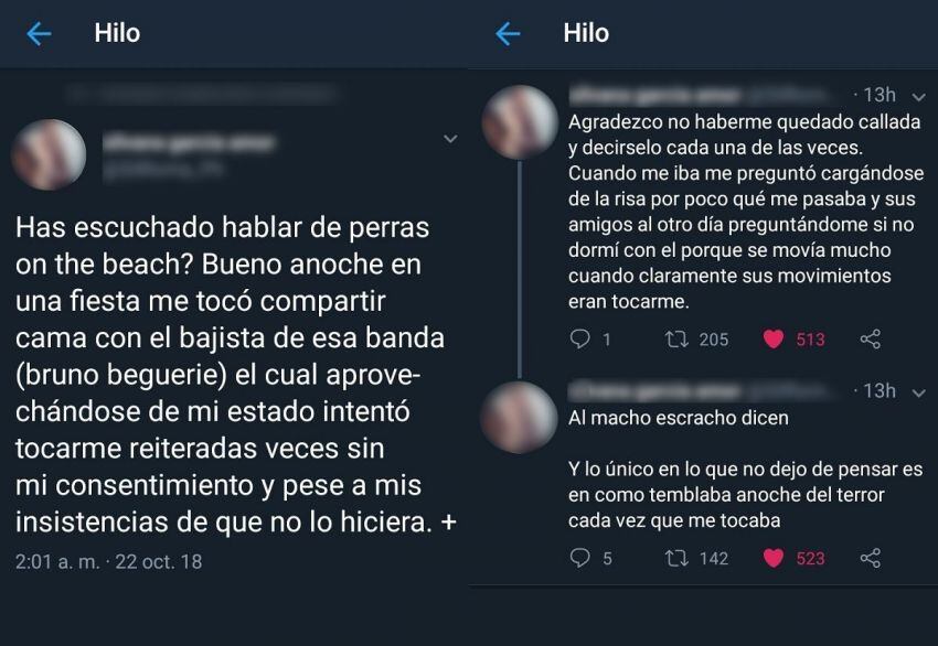 
    Las capturas que circularon por Twitter. La joven luego borró los mensajes.
   