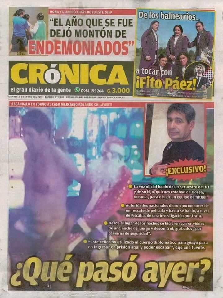 
La tapa del diario Crónica de Paraguay.
