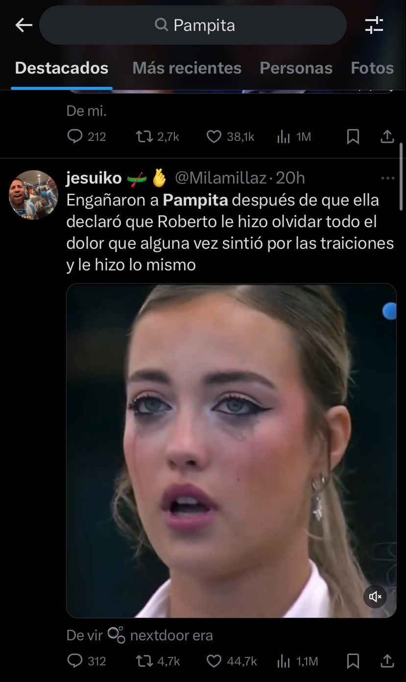 Los memes tras la noticia de la separación de Pampita y Roberto García Moritán. Captura de X.