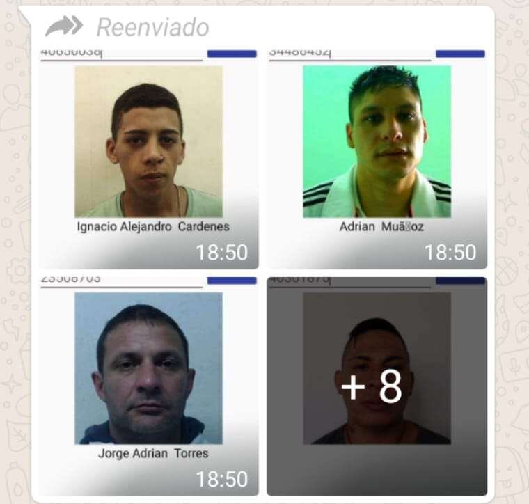 
    En la cadena de WhatsApp también se compartieron fotos de los delincuentes fugados.
   