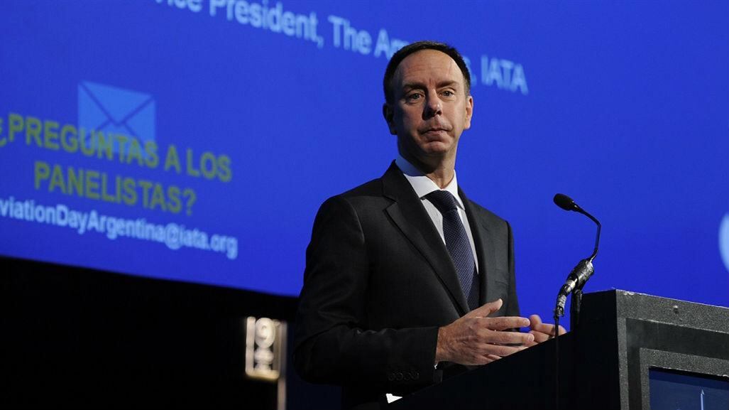 Peter Cerdá, vice de la Iata, durante su presentación en el Aviation Day Argentina, organizado por la asociación internacional del transporte aéreo. (Prensa Aviation Day) 