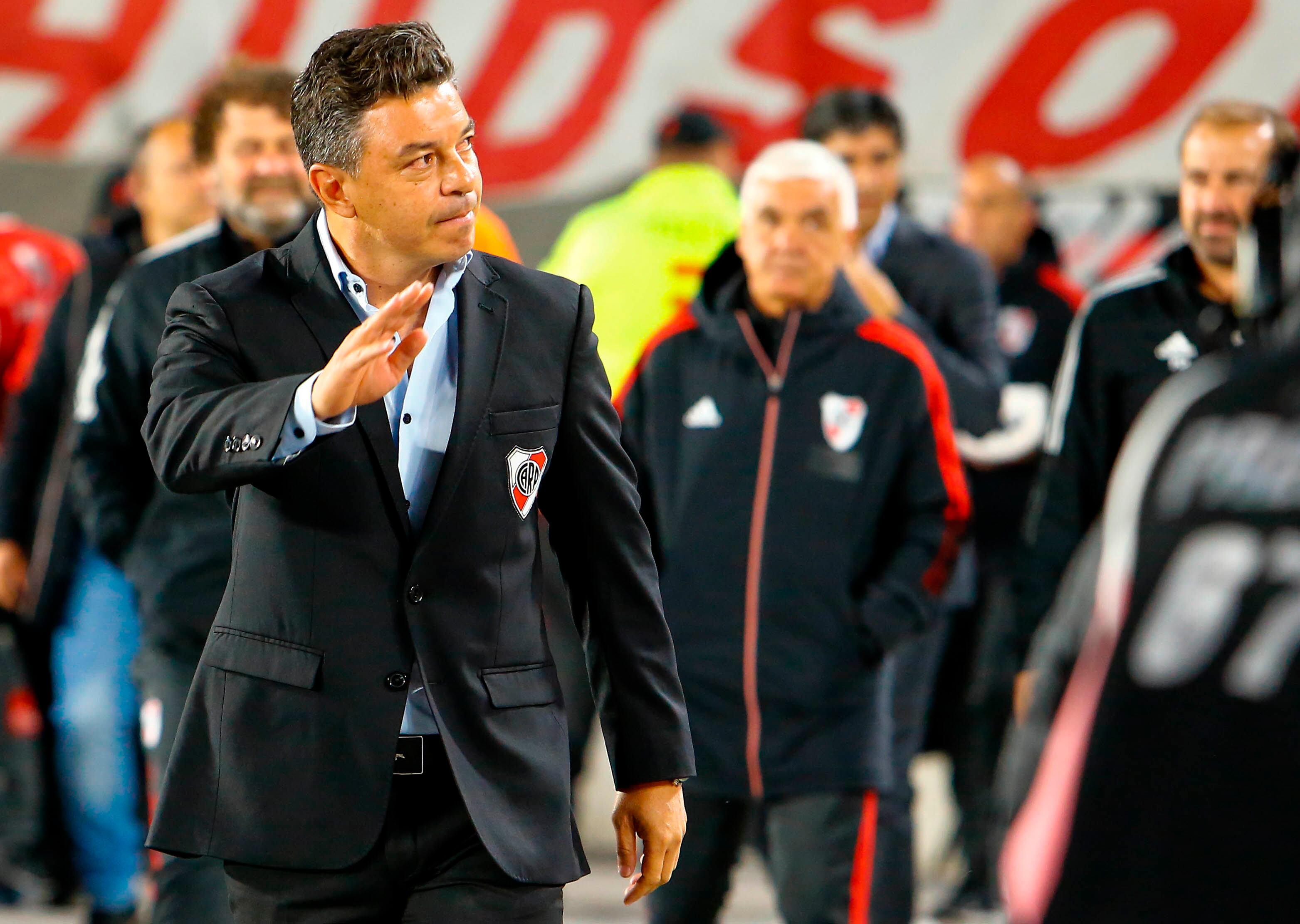 Marcelo Gallardo, entrenador de River, en el partido con Estudiantes por la Liga Profesional. (Fotobaires)