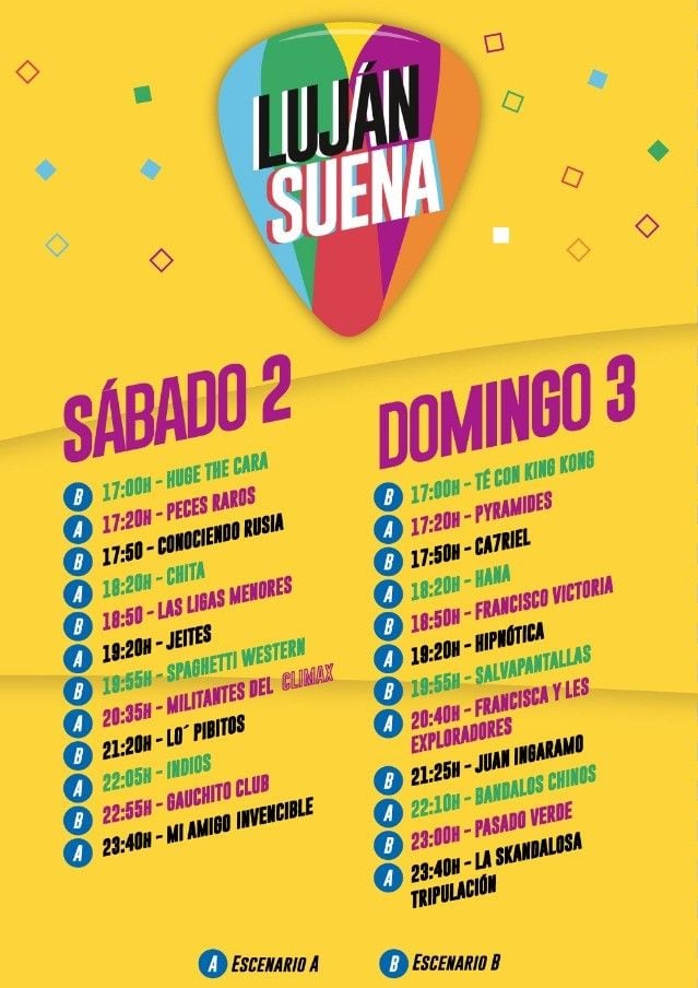 
    Los horarios confirmados de los shows de cada banda.
   