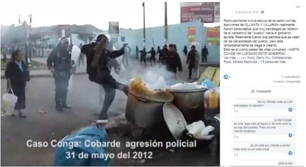 
Captura de pantalla realizada el 18 de julio de 2019 de una entrada en Facebook de 2012 con la misma foto
