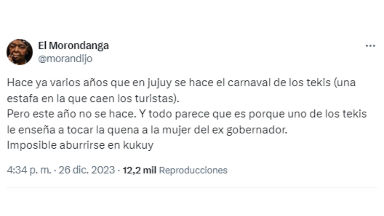 El posteo por el que fue arrestado el profesor universitario, Marcelo Nahuel Morandini. Foto: Captura X, antes Twitter.