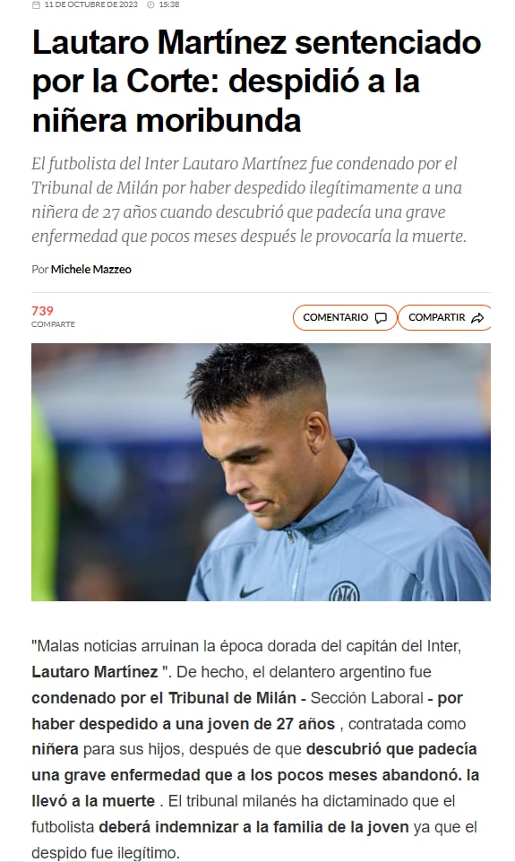 La noticia que explotó sobre Lautaro Martínez en Italia