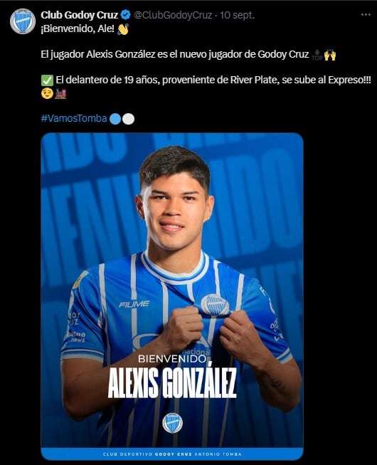 Alexis González, nuevo refuerzo de Godoy Cruz