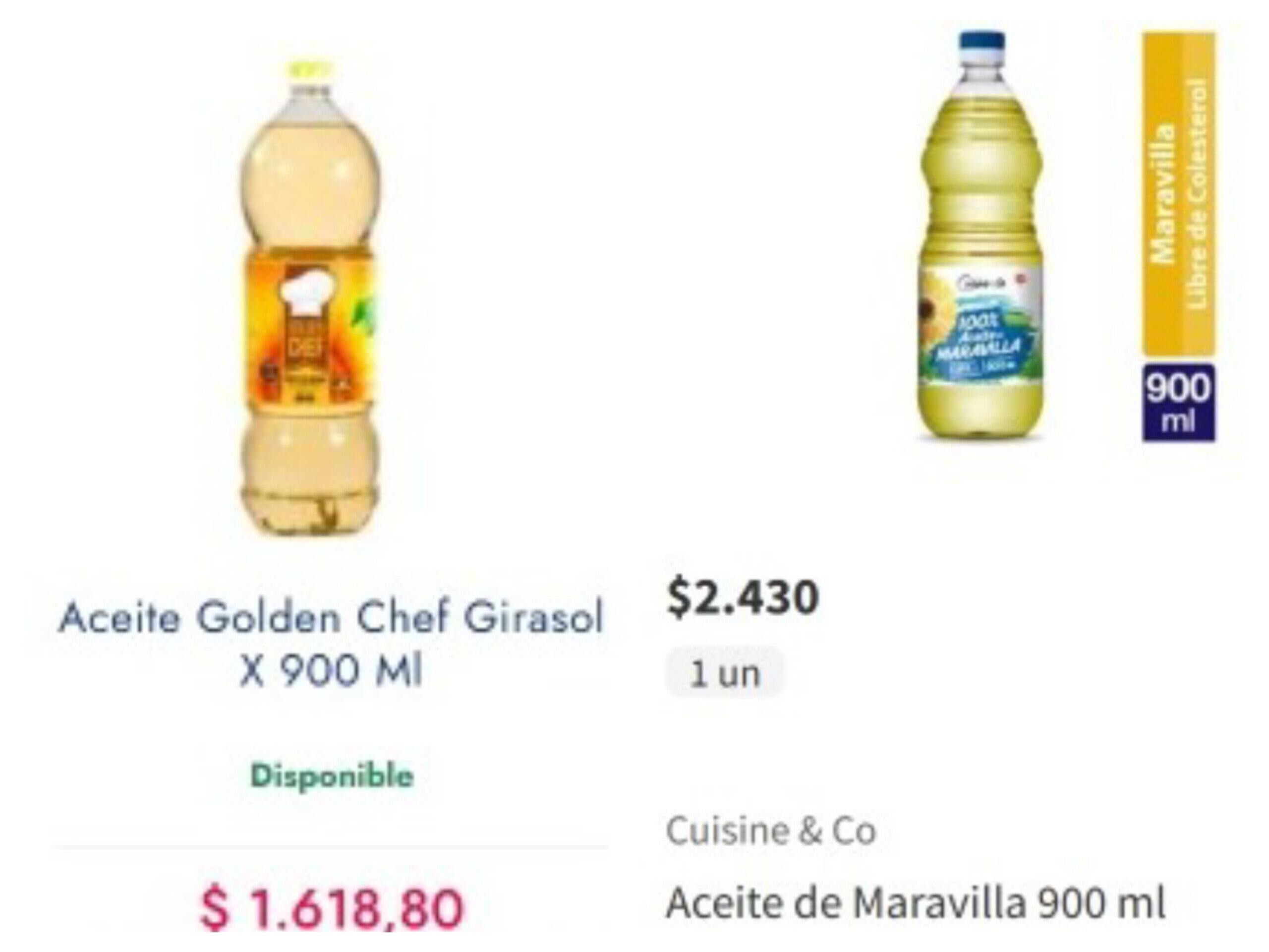 Diferencia de precios en el aceite