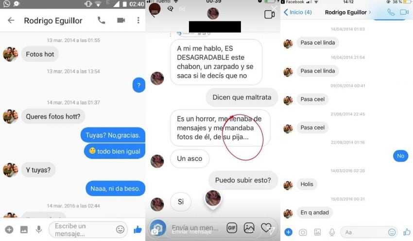 
    En las redes filtraron chats que muestran el supuesto acoso de Eguillor hacia varias jóvenes.
   