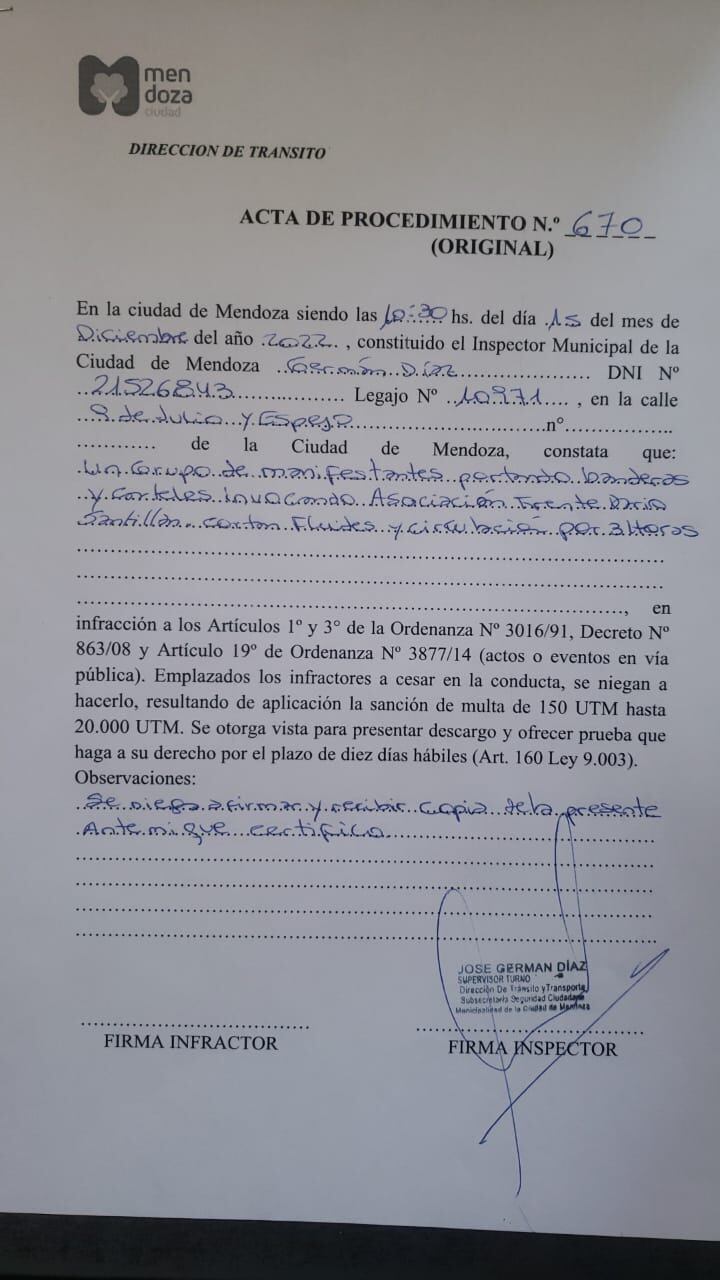 La Ciudad multó a tres agrupaciones por el corte de calles sin autorización