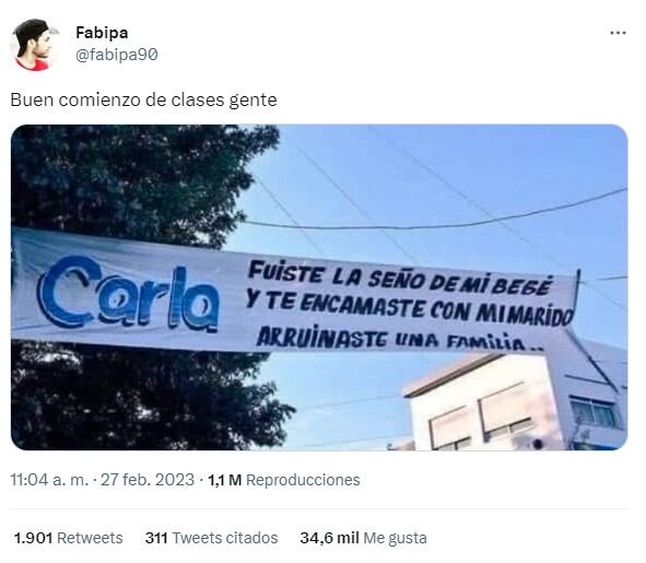 La publicación de @fabipa90 que se hizo viral en Twitter. Foto: captura de pantalla.