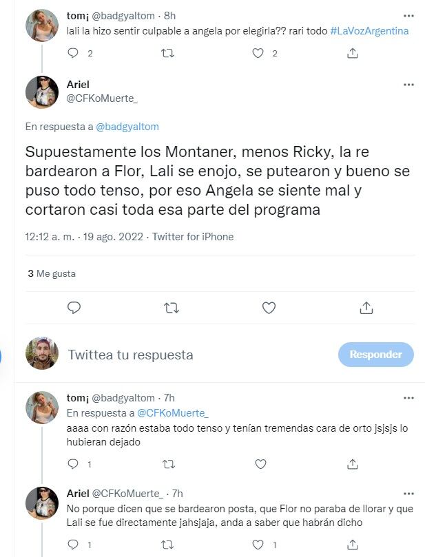 Polémica en redes por el cruce entre Lali Espósito y los Montaner (Twitter)