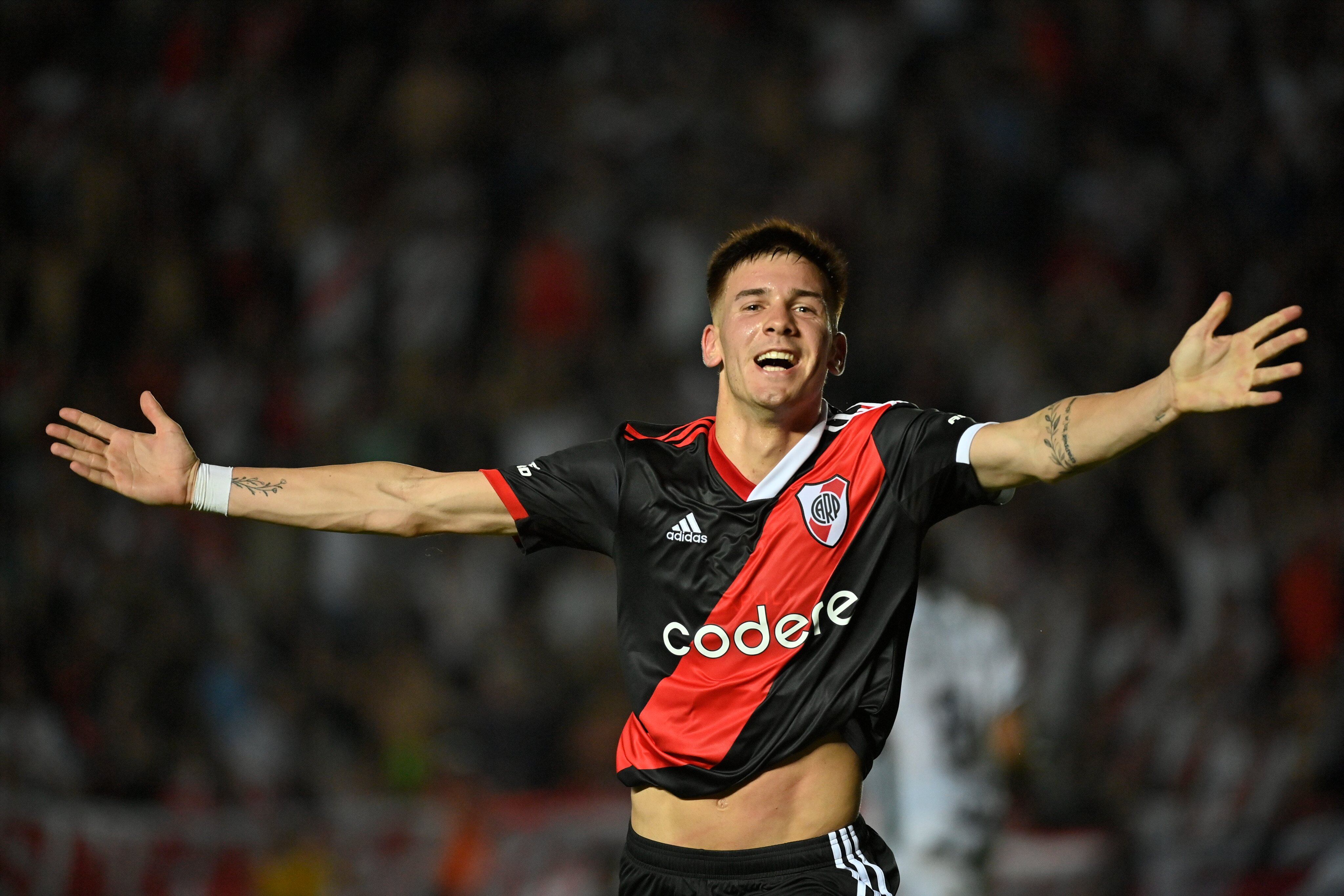 Franco Mastantuono marcó su primer gol en River: el más joven en la historia del club. / Gentileza.