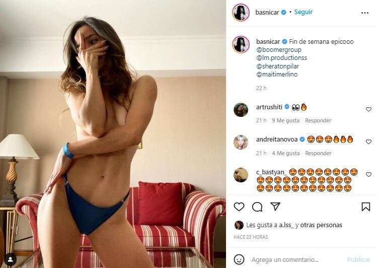 Brenda Asnicar y un desnudo casi total que compartió en Instagram