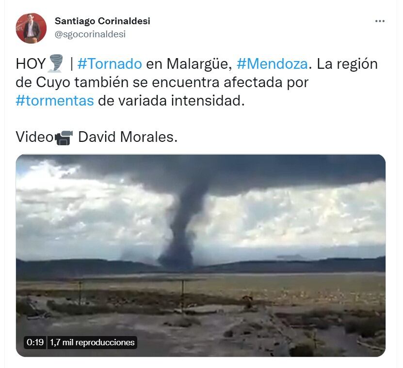 Tornado en Malargüe