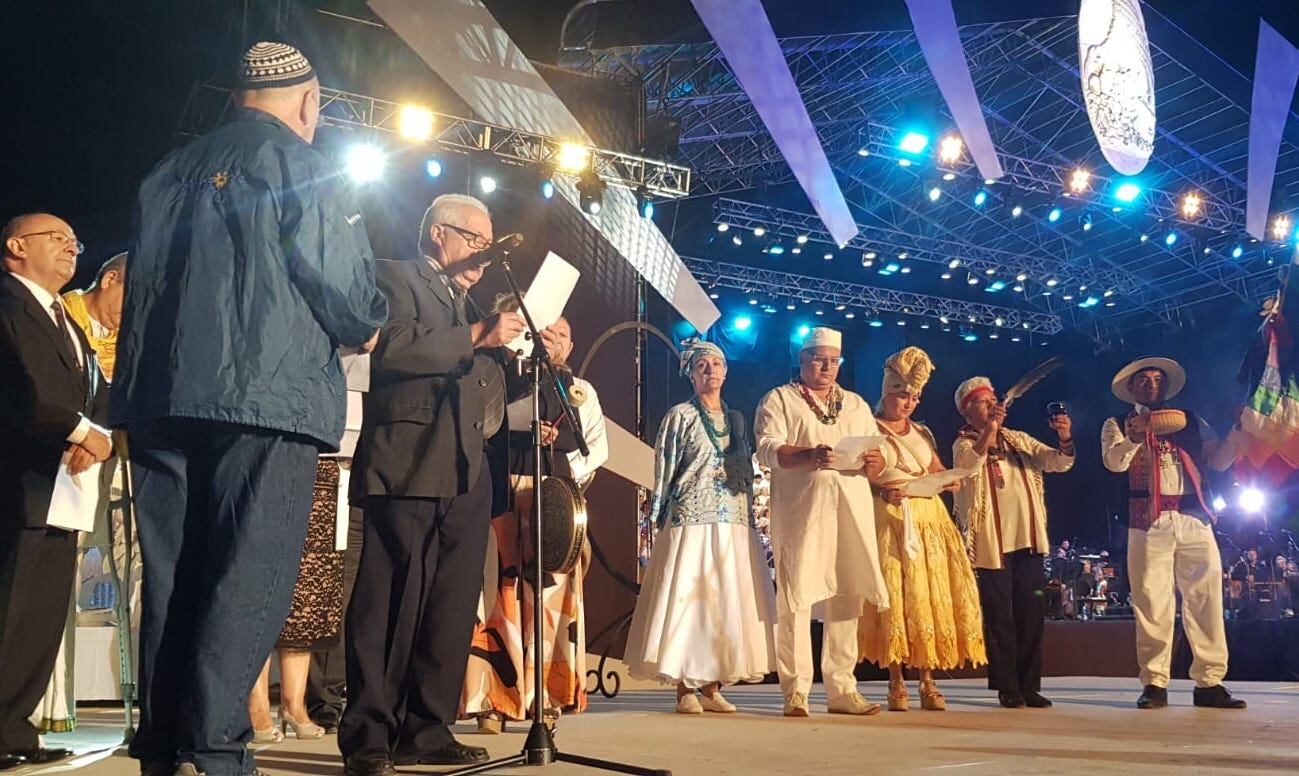 Acto de Bendición de los Frutos en el parque General San Martín en el marco de la Fiesta Nacional de la Vendimia 2023. Foto: Orlando Pelichotti / Los Andes