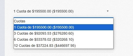 Interés con tarjeta de crédito para Oasis en Argentina