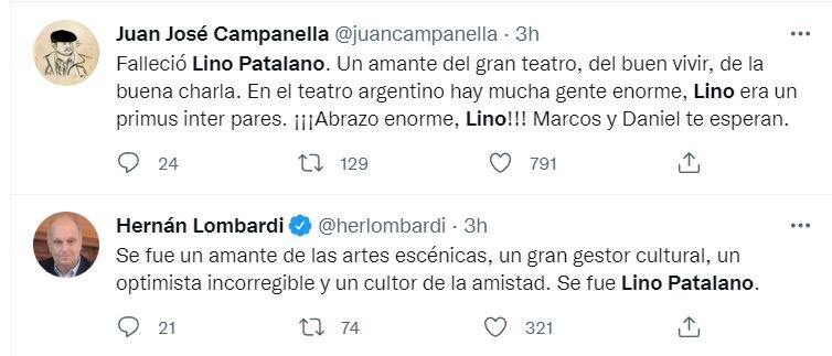 El cineasta Juan José Campanella y el Diputado Nacional Hernán Lombardi recordaron a Patalano