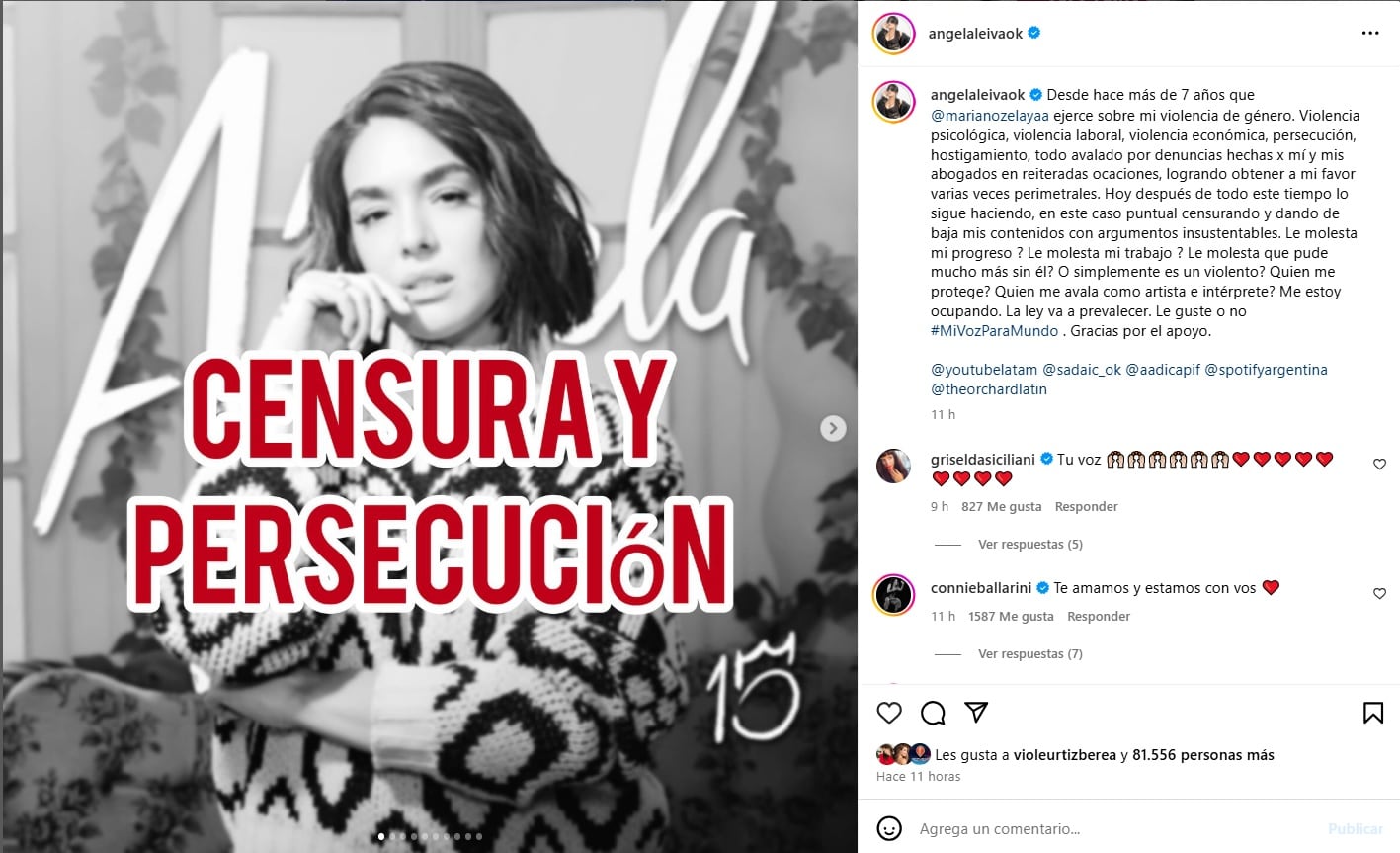 Ángela Leiva denunció que sufre violencia de género y hostigamiento de su expareja, Mariano Zelaya.