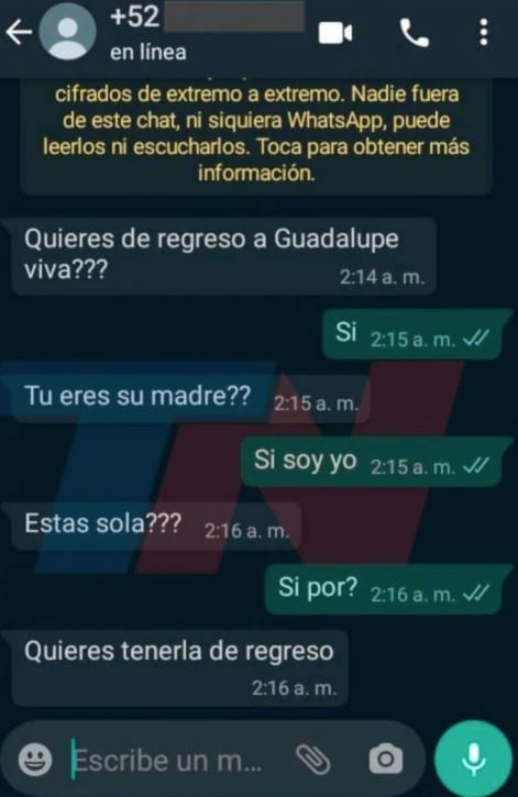 el mensaje que recibió la madre de Guadalupe