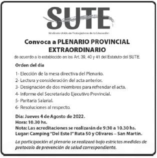 Plenario del SUTE.