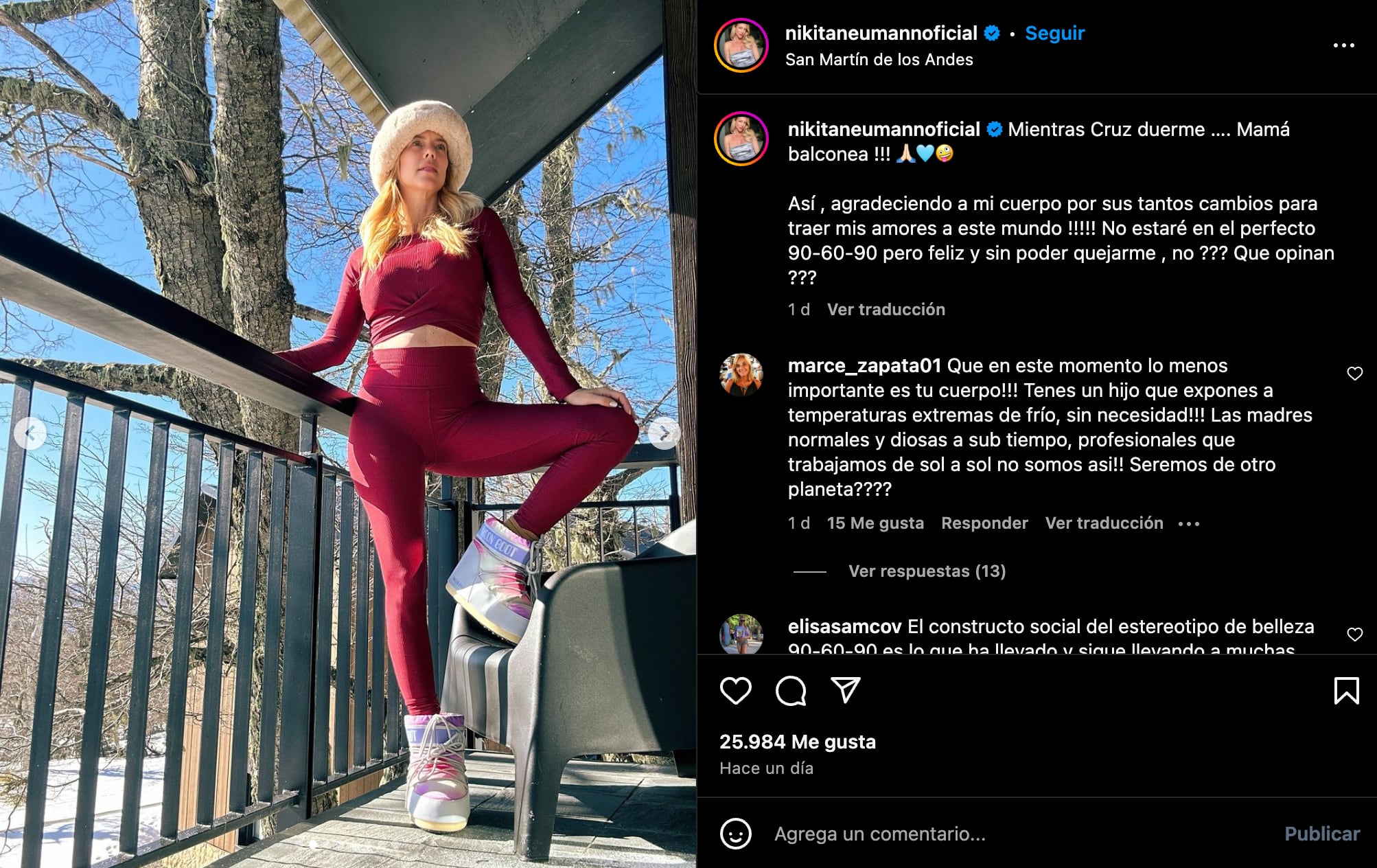 La publicación de Nicole Neumann en Instagram. (Foto: captura de pantalla)