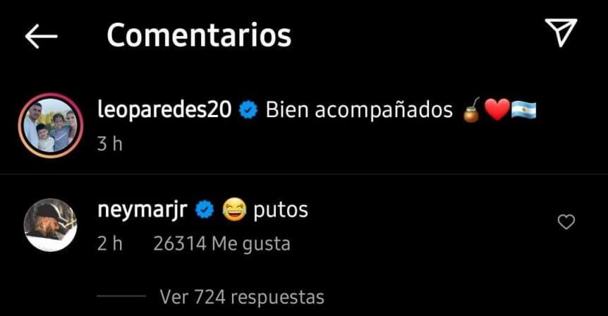 Neymar y su comentario para sus compañeros argentinos del PSG. / Gentileza.