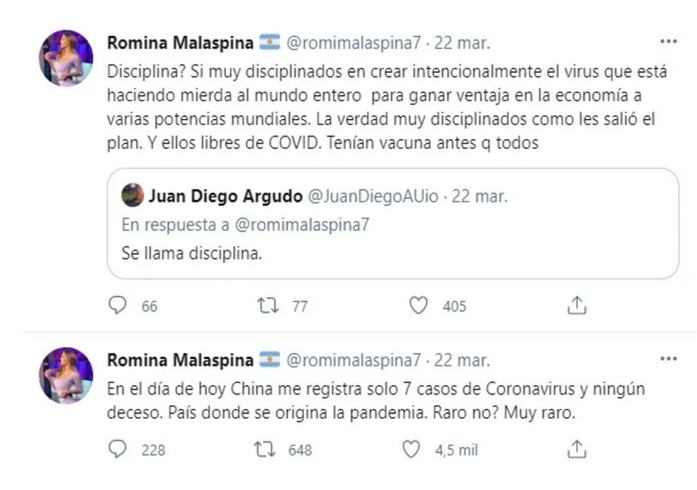 Romina Malaspina y sus tuit.