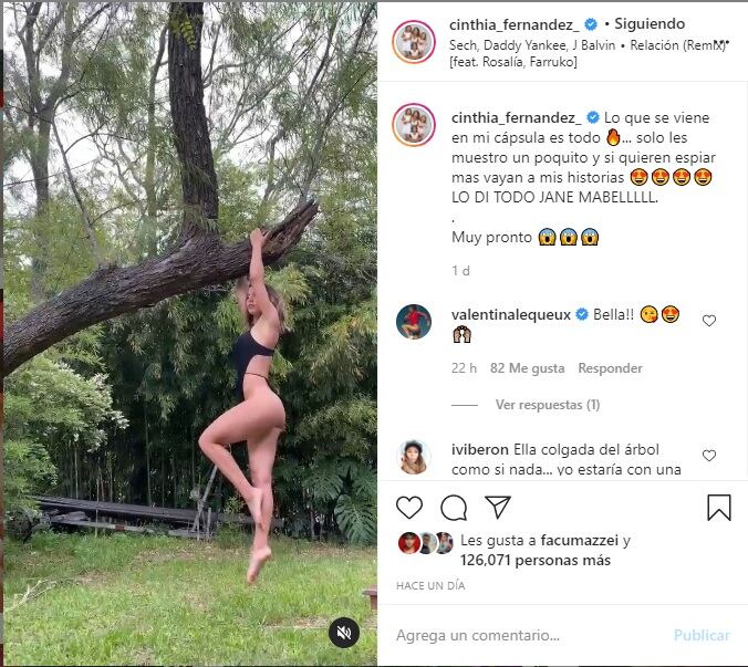 Cinthia Fernández en sus redes sociales