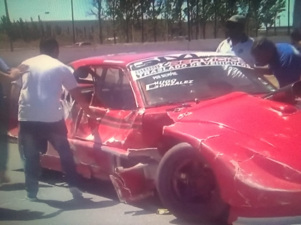 El auto de Gerardo Martín, tras el accidente.