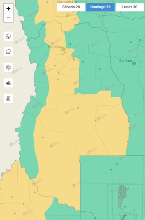 Alerta amarilla por viento Zonda (domingo 29 de septiembre)