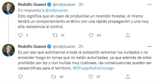 El mensaje de Rodolfo Suárez en sus redes sociales.