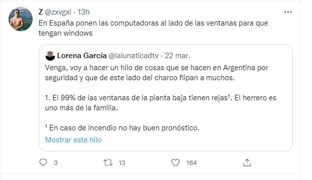 Reacciones en Twitter al hilo de la argentina que vive en España y habla de la inseguridad (Twitter)