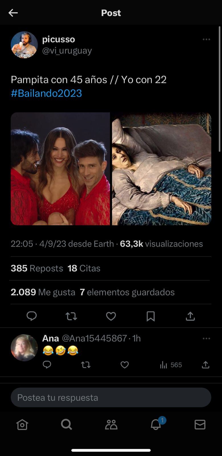 Pampita fue lo más comentado en Twitter tras la apertura del Bailando 2023. Captura de pantalla.