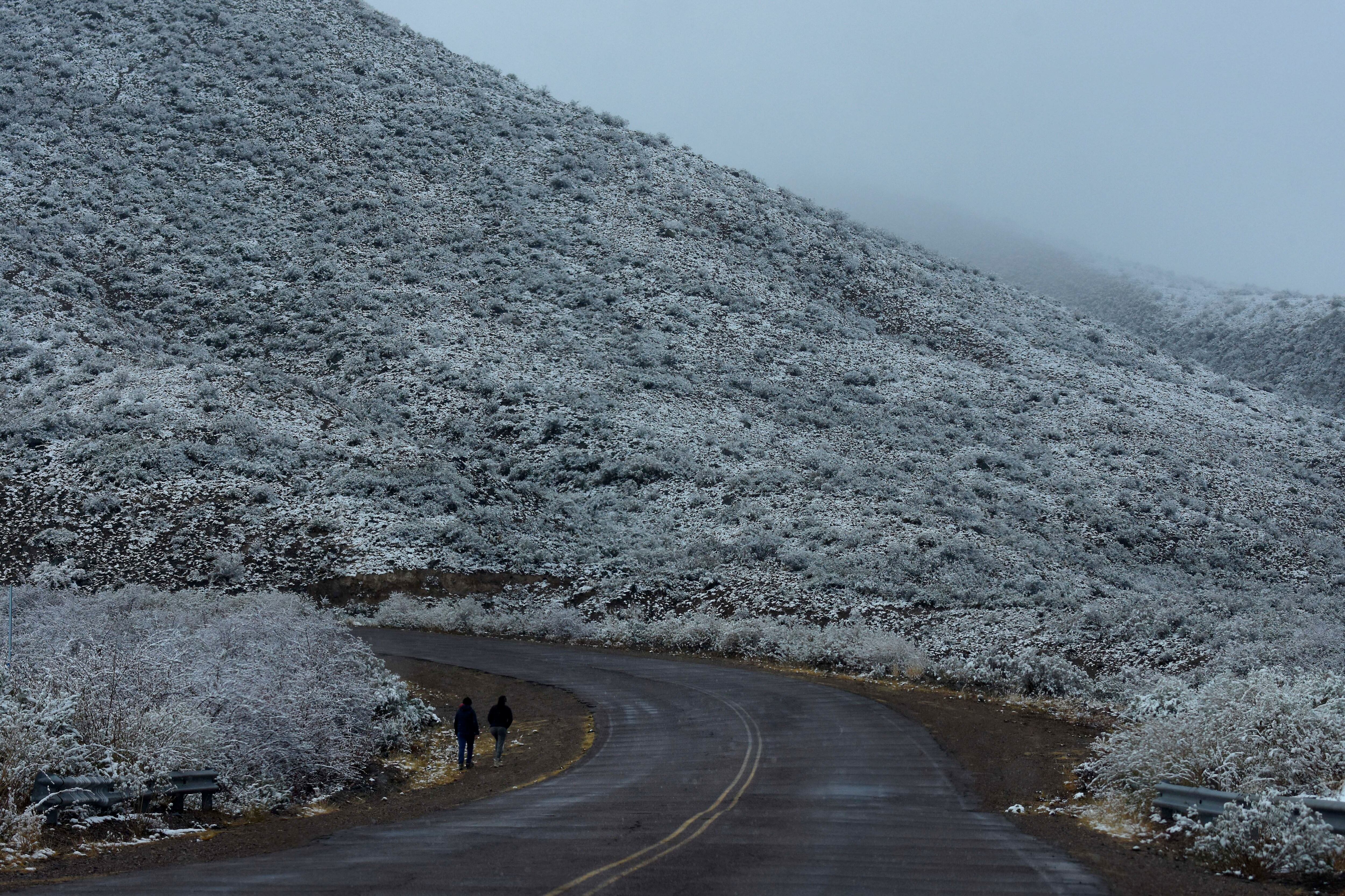 Potrerillos se pintó de blanco con la ultima nevada