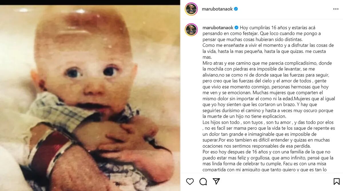 Maru Botana recordó a su hijo Facundo. / Redes