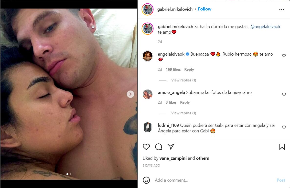 La foto íntima que publicó el novio de Ángela Leiva