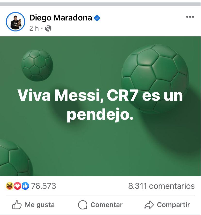 Los extraños mensajes que aparecieron en el Facebook de Maradona