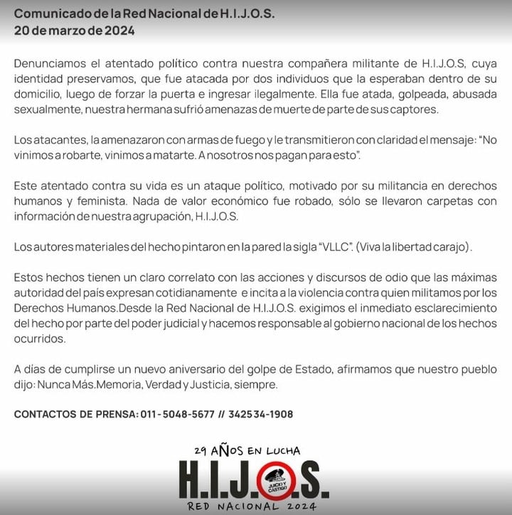 Comunicado de HIJOS