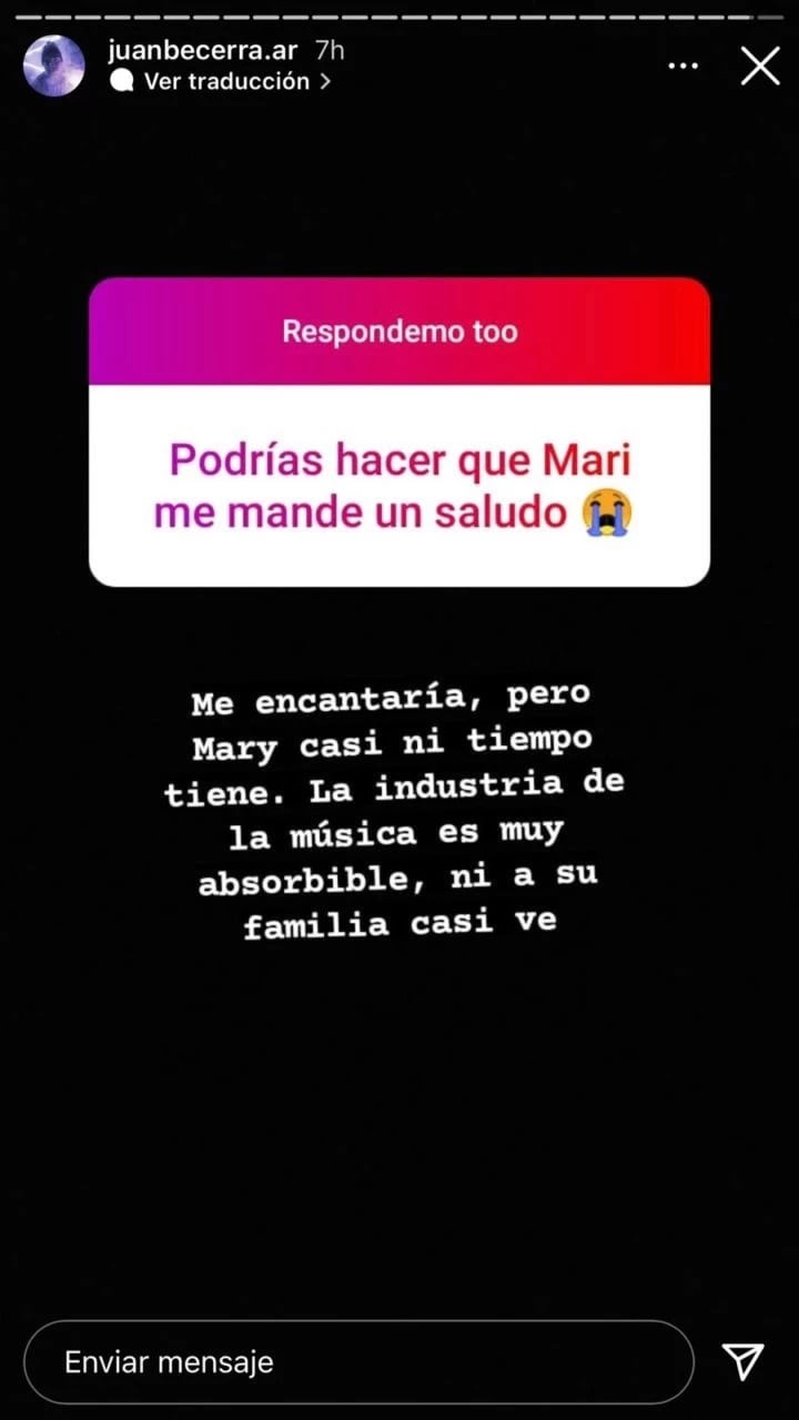 Duro reclamo del hermano de María Becerra para la cantante.