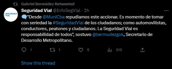 Gabriel Bermúdez, sobre el accionar de los conductores que ponen a menores frente al volante. Foto: Twitter/@bermudezgok