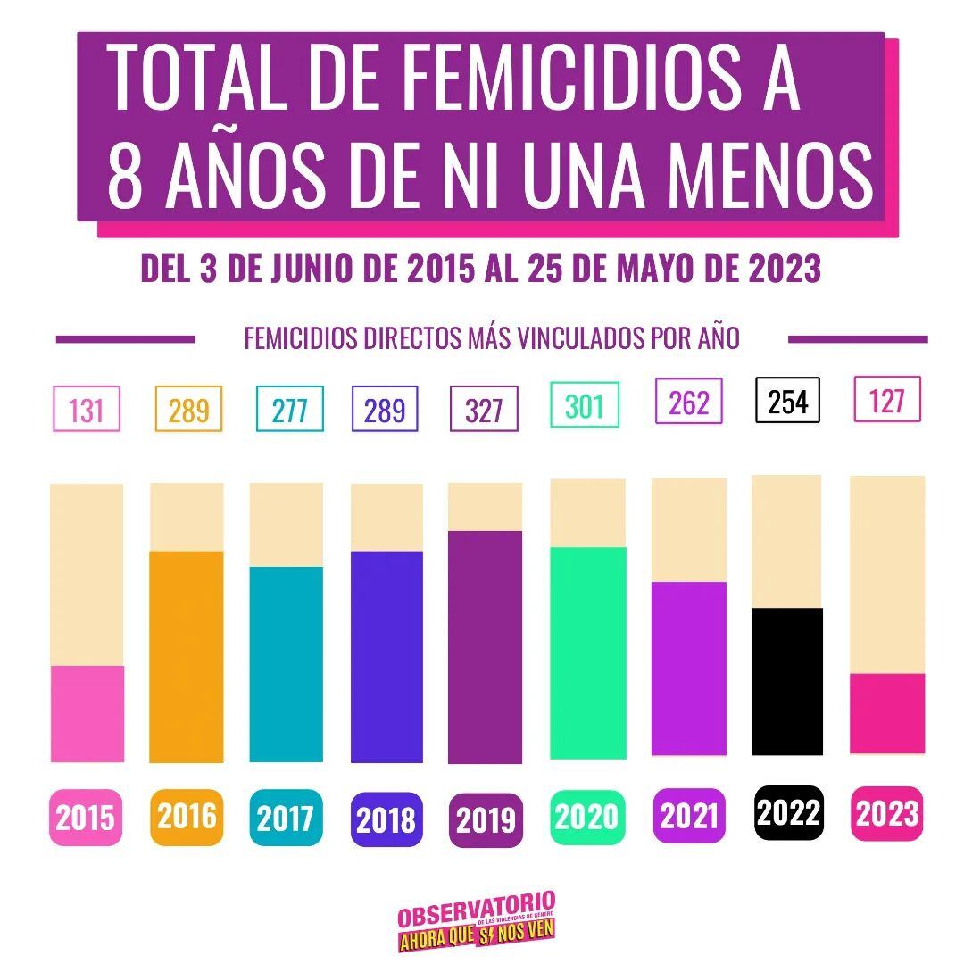 Total de femicidios en 8 años. Foto: Instagram/@ahoraquesinosvenok