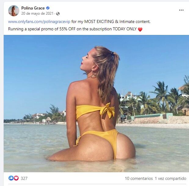 Además de estar en La Voz Argentina, la modelo y cantante rusa Polina Grace es figura de OnlyFans con sus fotos hot (Facebook)