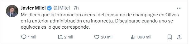 Milei dijo que Alberto Fernández tomaba champagne Cristal todos los días. Era mentira.