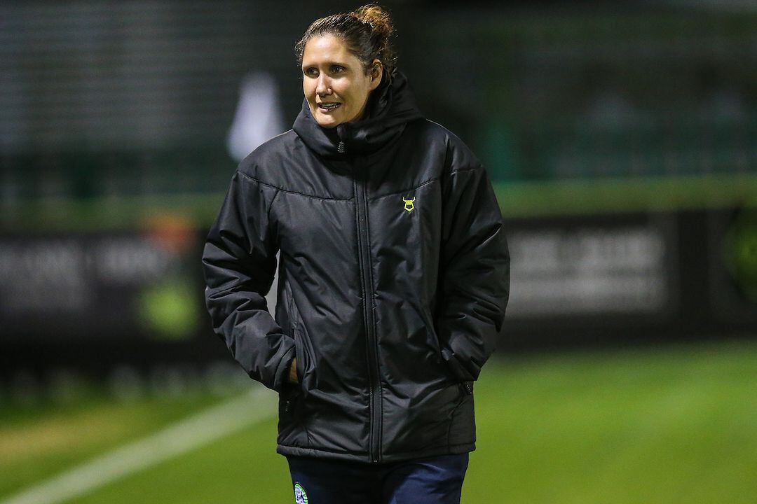 Forest Green Rovers academy manager Hannah Dingley during the FA Youth Cup match between Forest Green Rovers and Helston Athletic at the New Lawn, Forest Green, United Kingdom on 29 October 2019.