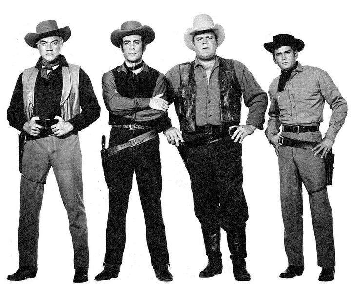 Así conocimos en la Argentina al padre (Lorne Greene) y sus hijos (Pernell Roberts, Dan Blocker y Michael Landon).