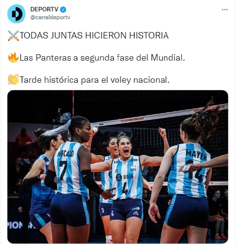 TODAS JUNTAS HICIERON HISTORIA. Las Panteras a segunda fase del Mundial. Tarde histórica para el voley nacional.