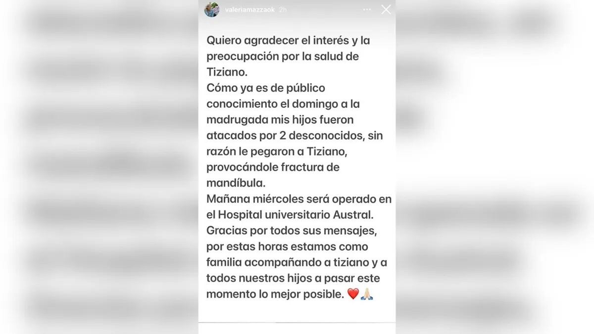 El comunicado de Valeria Mazza.