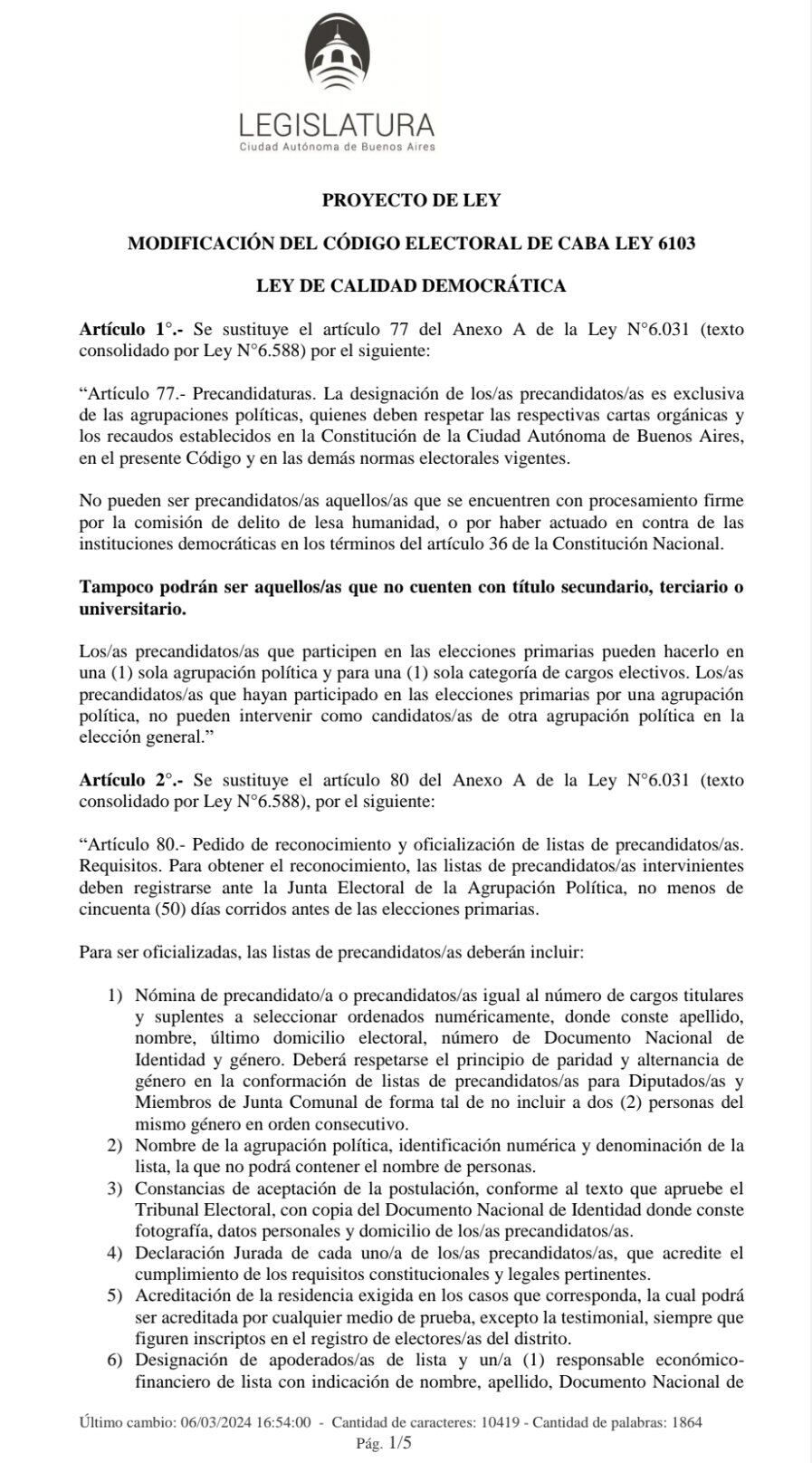 Presentaron un proyecto de ley que obliga a los legisladores a tener el secundario completo